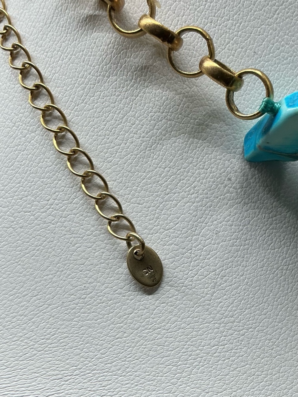 SEA SEDIMENT JASPER OR AQUA TERRA TURQUOISE COLOR SPIKE BOHO STATEMENT NECKLACE - Picture 3 of 3